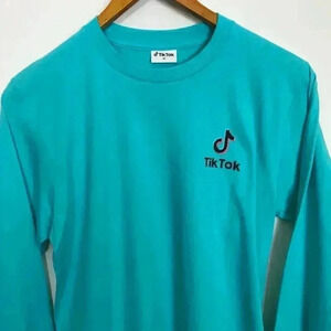 Tik Tok Unisex Blue Teal M Long Sleeve Pullover